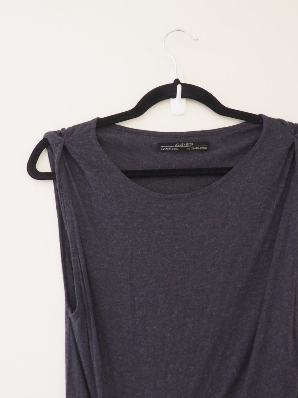ALLSAINTS Riviera Devo Knot Twist High-Low Jersey Dress sz US 4 - Picture 4 of 7